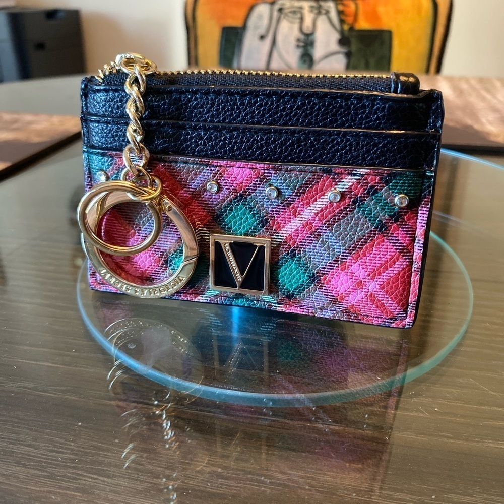 Victoria's Secret Plaid Card Holder with Gold Accents